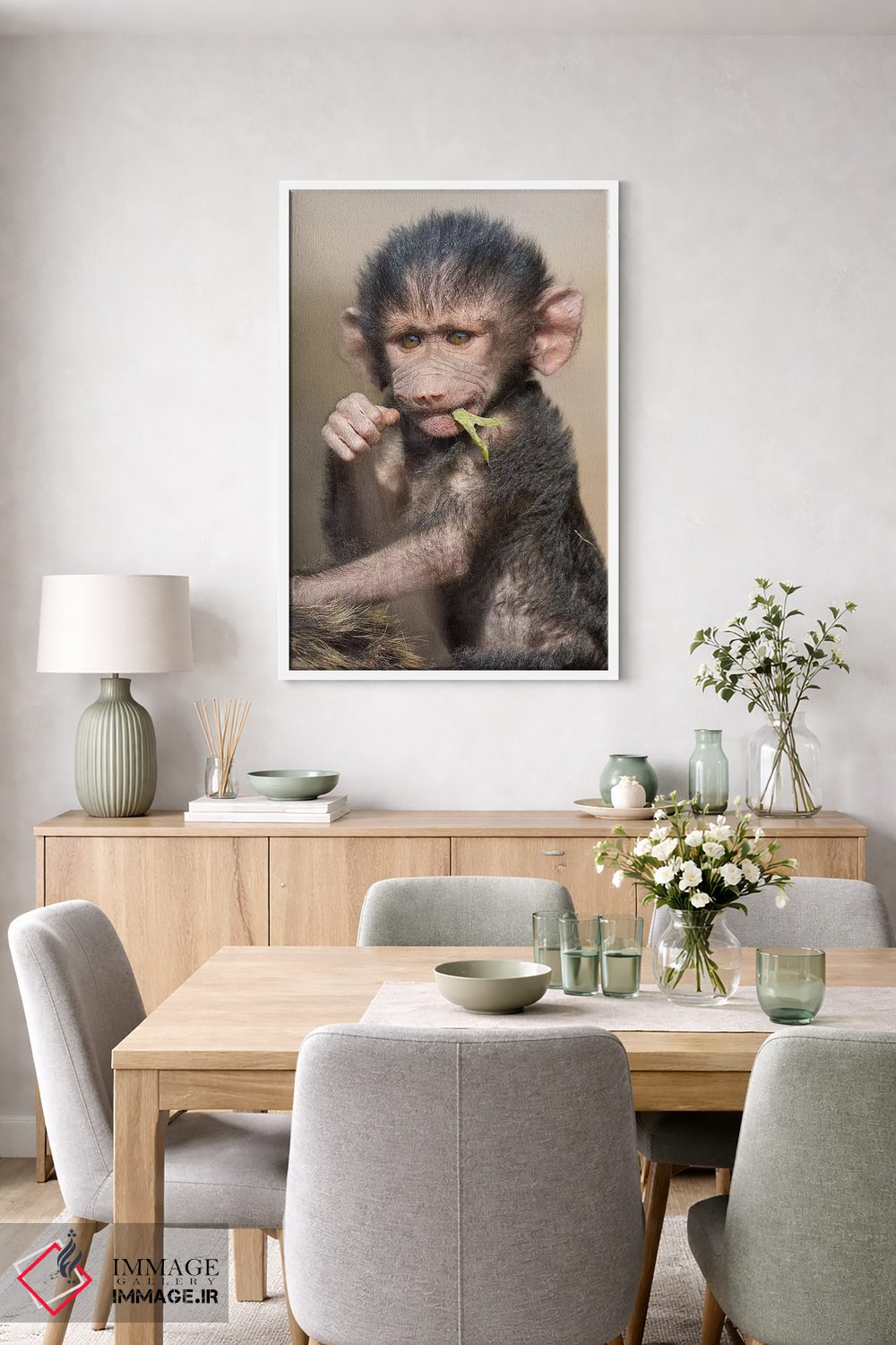 تابلو دکوراتیو بچه بابون عمودی اثر موگنس تروله - D6W