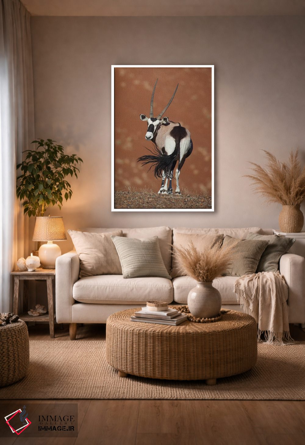 تابلو دکوراتیو اوریکس در حال تکان دادن دم ۲ اثر موگنس تروله - D3W