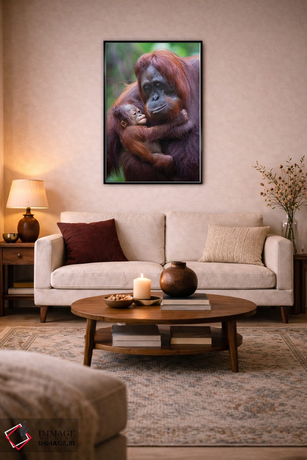 تابلو دکوراتیو مادر و بچه اورانگوتان بورنئو اثر موگنس تروله - D5B
