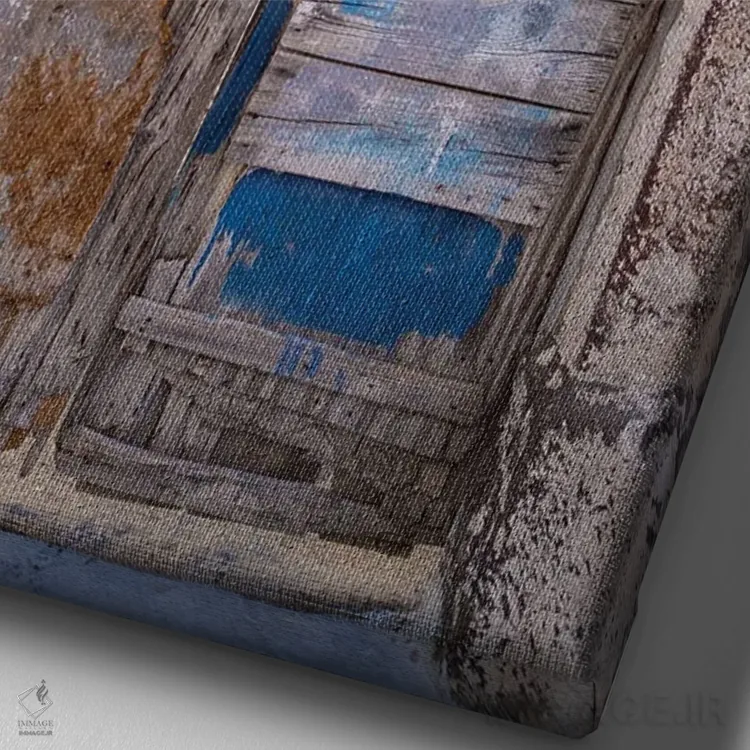 تابلو دکوراتیو در آبی اثر موایسس لوی - نمای نزدیک بافت بوم