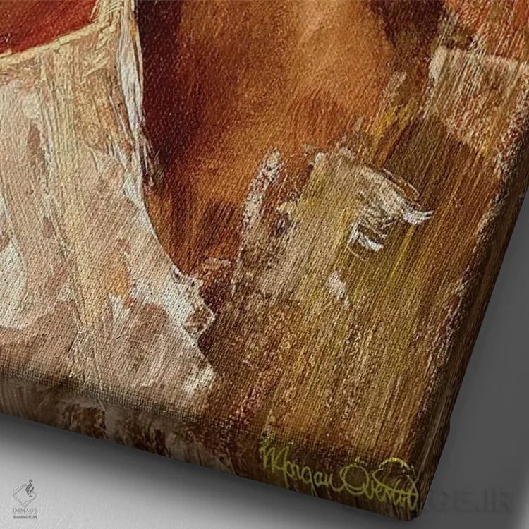 تابلو دکوراتیو سیه نا اثر مورگان اورتون - نمای نزدیک بافت بوم