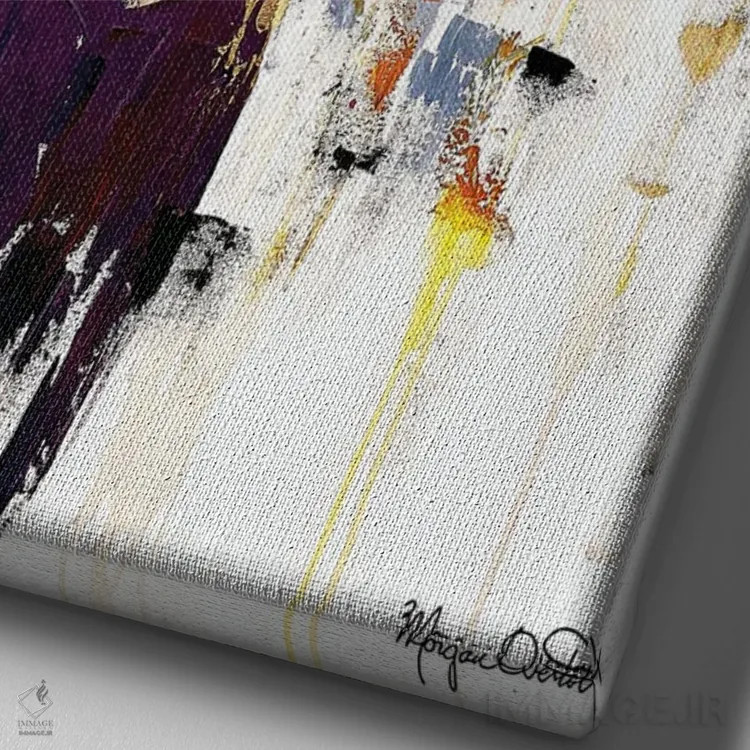 تابلو دکوراتیو شگفتی اثر مورگان اورتون - نمای نزدیک بافت بوم