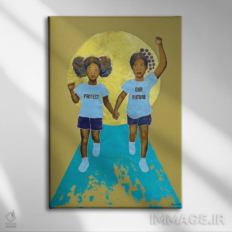 تابلو دکوراتیو آینده مان را محافظت کن اثر مورگان اورتون - نمای روبهرو روی دیوار