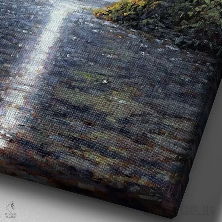 تابلو دکوراتیو آبشار پانچ باول اثر مایکل اورویک - نمای نزدیک بافت بوم