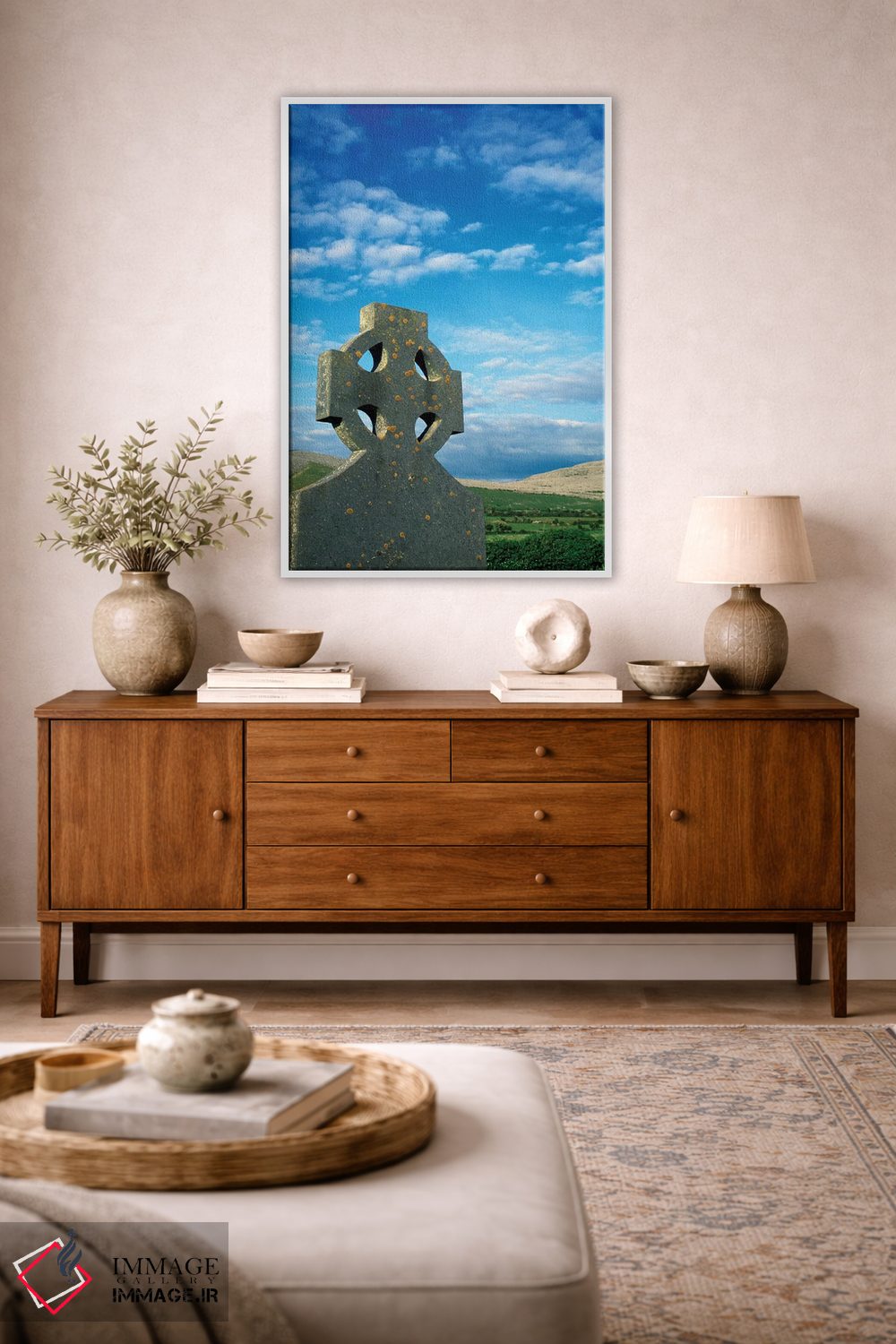 تابلو دکوراتیو Ireland, Celtic Cross In Field.,اروپا، ایرلند، صلیب سلتی د… اثر مریلین پارور - D2W