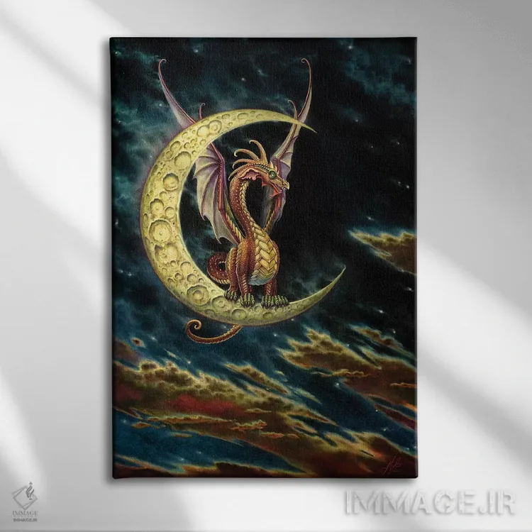 تابلو دکوراتیو اژدهای ماه اثر مایلز پینکنی - نمای روبهرو روی دیوار