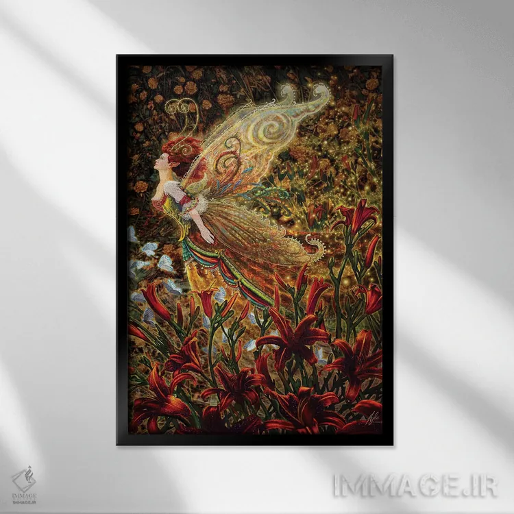 تابلو دکوراتیو سوسن اثر مایلز پینکنی - نمای قابدار مشکی