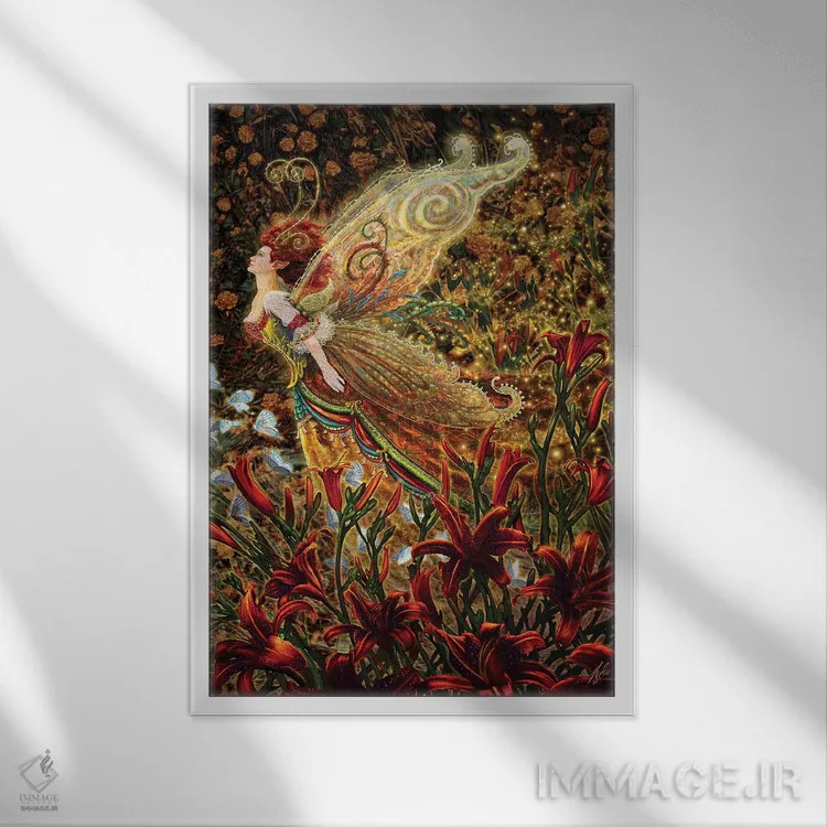 تابلو دکوراتیو سوسن اثر مایلز پینکنی - نمای قابدار سفید