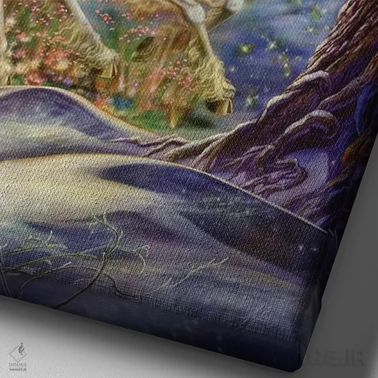 تابلو دکوراتیو تک شاخ اثر مایلز پینکنی - نمای نزدیک بافت بوم