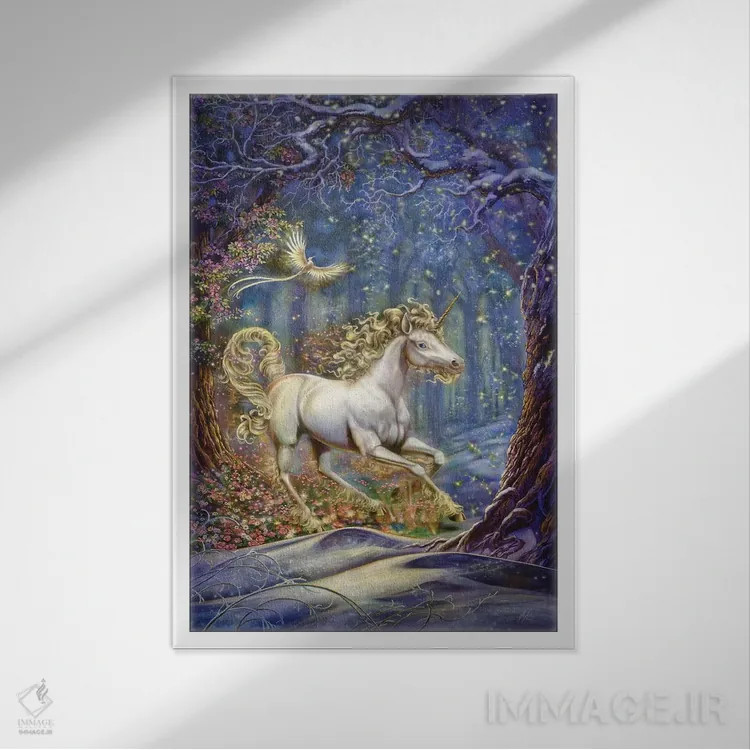 تابلو دکوراتیو تک شاخ اثر مایلز پینکنی - نمای قابدار سفید