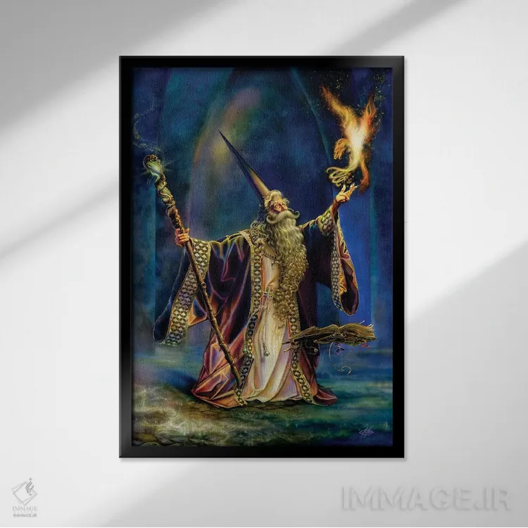 تابلو دکوراتیو جادوگر اثر مایلز پینکنی - نمای قابدار مشکی