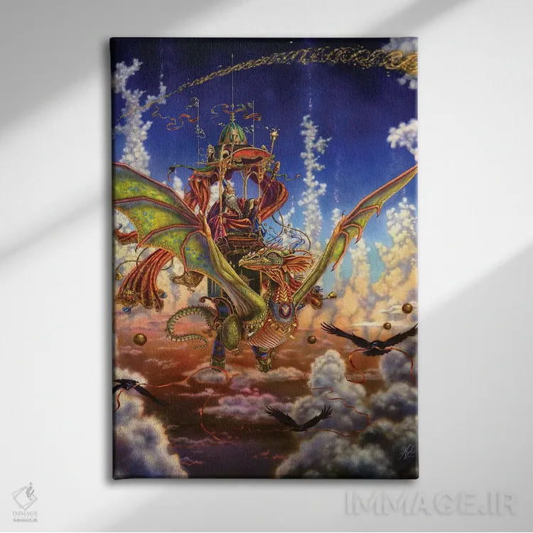 تابلو دکوراتیو پرواز اژدها اثر مایلز پینکنی - نمای روبهرو روی دیوار