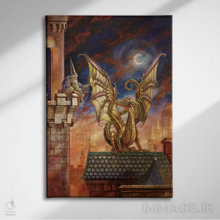 تابلو دکوراتیو آتش اژدها ۲ اثر مایلز پینکنی - نمای روبهرو روی دیوار