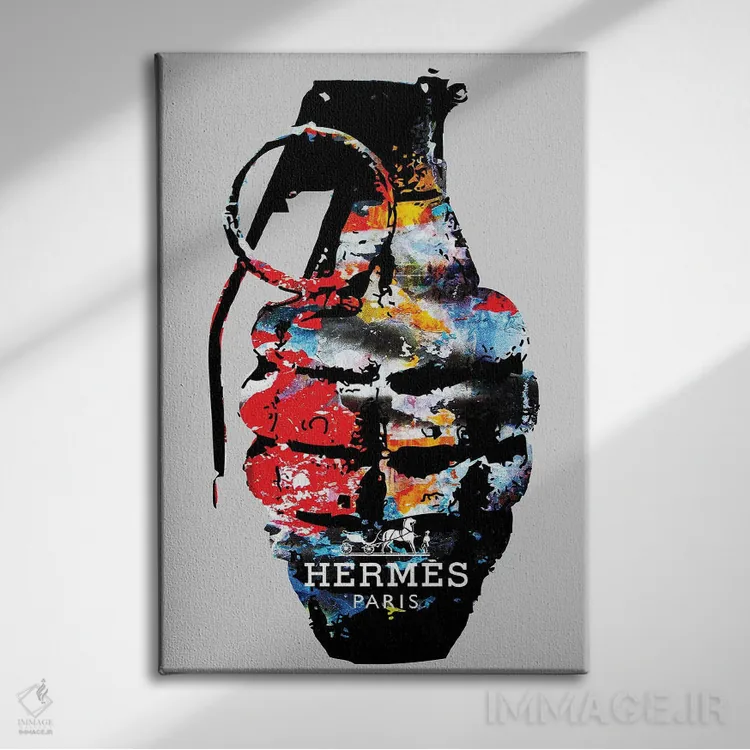 تابلو دکوراتیو نارنجک هرمس اثر مورگان پاسلیه - نمای روبهرو روی دیوار