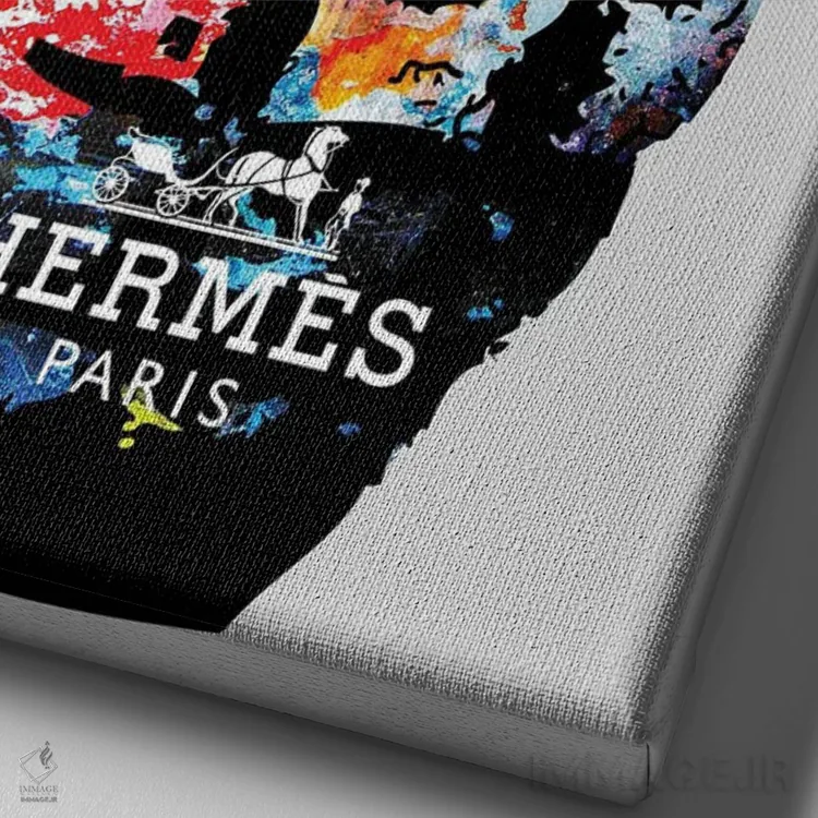 تابلو دکوراتیو نارنجک هرمس اثر مورگان پاسلیه - نمای نزدیک بافت بوم