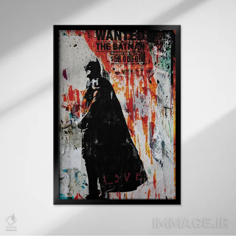 تابلو دکوراتیو بتمن اثر مورگان پاسلیه - نمای قابدار مشکی
