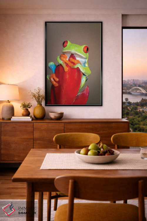 تابلو دکوراتیو قورباغه درختی چشم قرمز - ۱ اثر مارسا پرایور - D6B