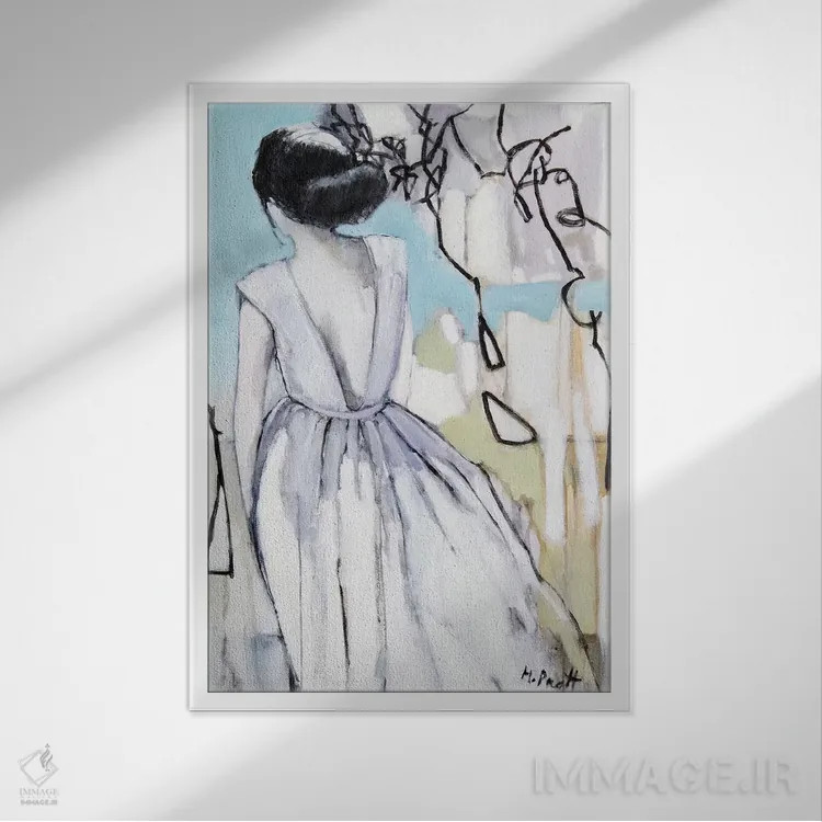 تابلو دکوراتیو واکنش الگودار اثر مری پرت - نمای قابدار سفید