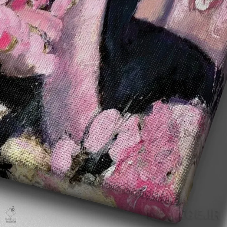 تابلو دکوراتیو در لطافت اثر مری پرت - نمای نزدیک بافت بوم