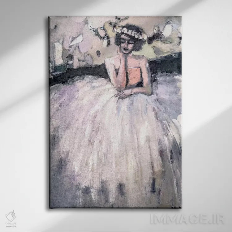 تابلو دکوراتیو نشسته به شکلی بی تفاوت اثر مری پرت - نمای روبهرو روی دیوار