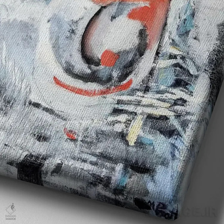 تابلو دکوراتیو گیشا با آستین قرمز اثر مری پرت - نمای نزدیک بافت بوم