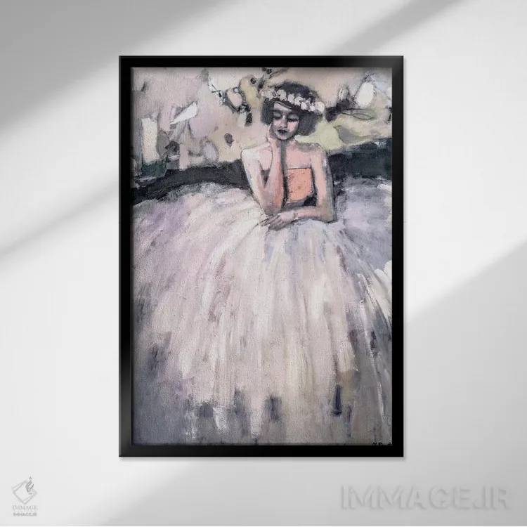 تابلو دکوراتیو نشسته به شکلی بی تفاوت اثر مری پرت - نمای قابدار مشکی