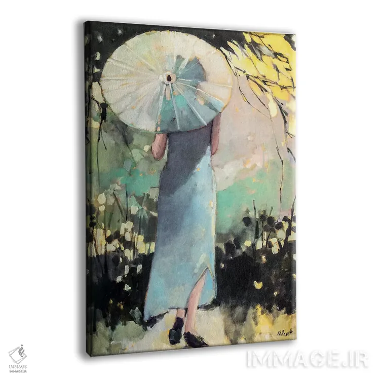 تابلو دکوراتیو چتر سفید اثر مری پرت - نمای پرسپکتیو محصول