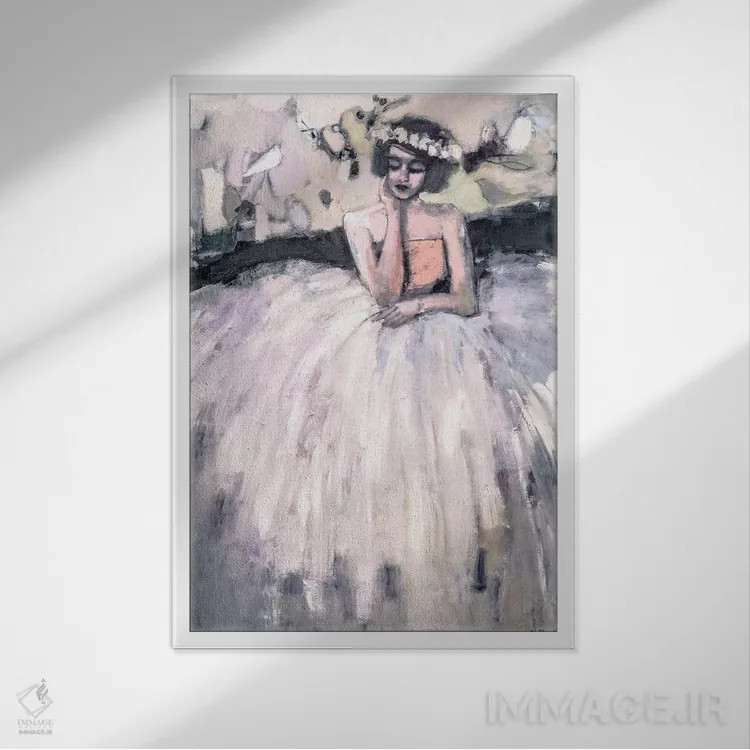 تابلو دکوراتیو نشسته به شکلی بی تفاوت اثر مری پرت - نمای قابدار سفید