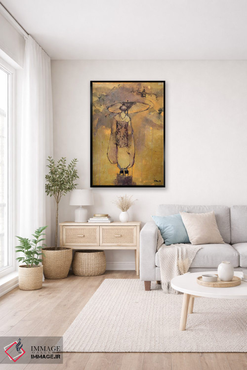 تابلو دکوراتیو گیشا با نور نارنجی اثر مری پرت - D4B