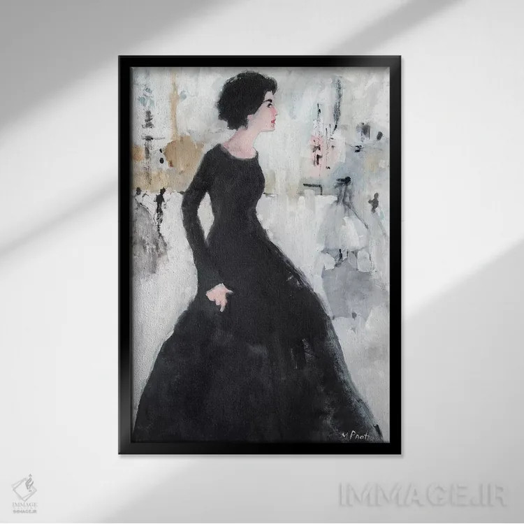 تابلو دکوراتیو زیبایی جانبی اثر مری پرت - نمای قابدار مشکی