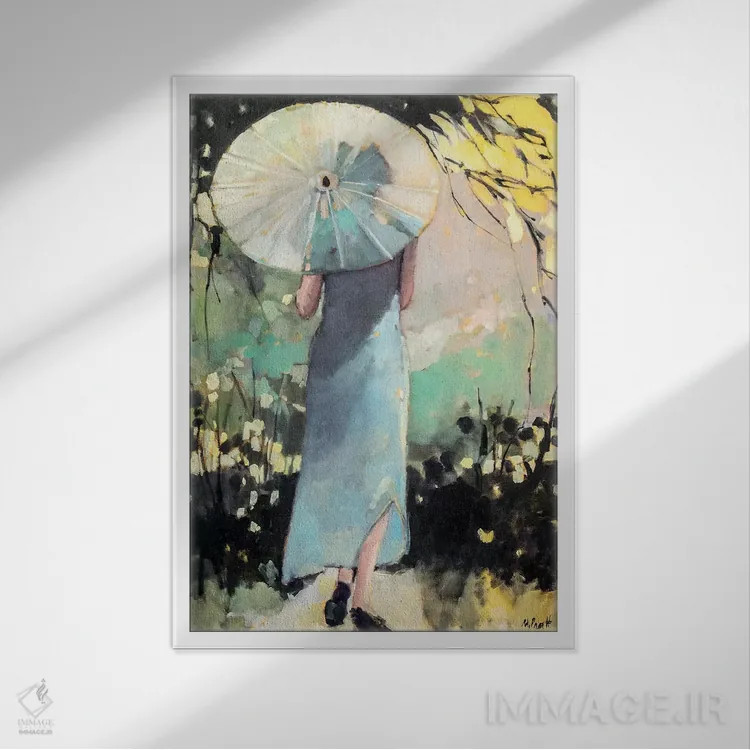 تابلو دکوراتیو چتر سفید اثر مری پرت - نمای قابدار سفید