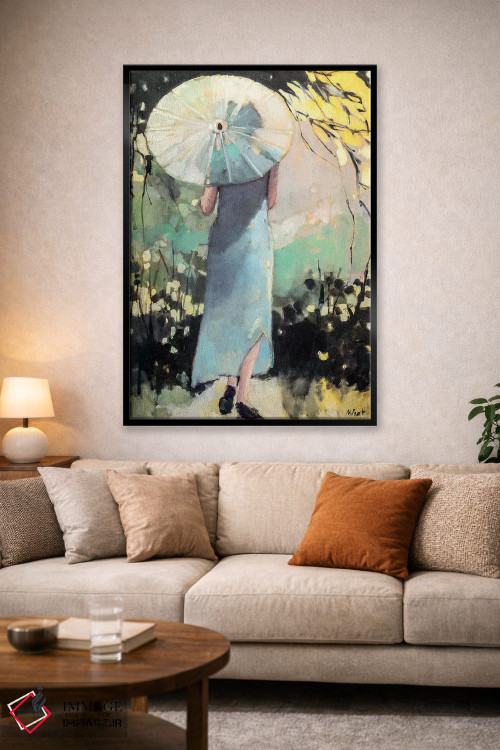 تابلو دکوراتیو چتر سفید اثر مری پرت - D1B