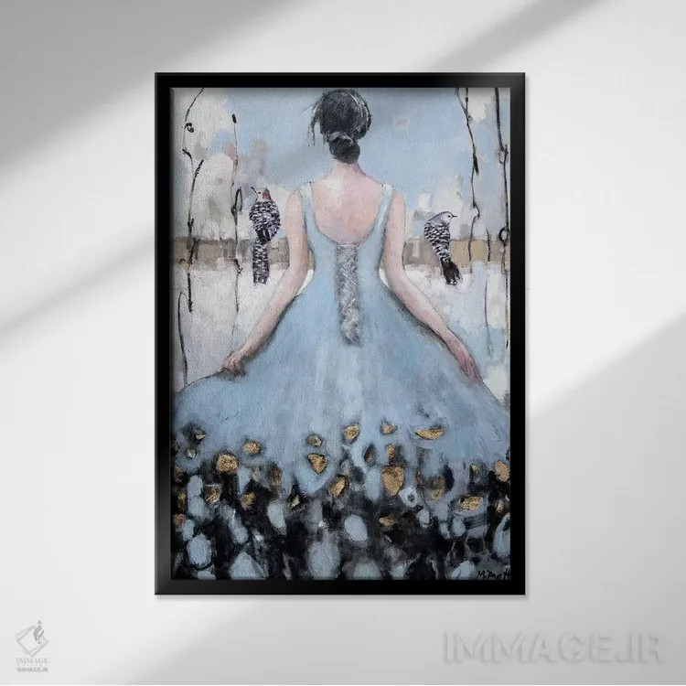 تابلو دکوراتیو در میان یک جفت اثر مری پرت - نمای قابدار مشکی