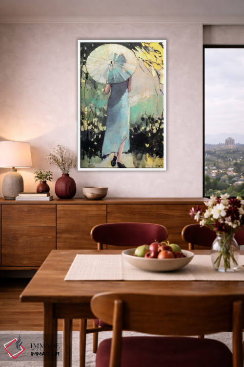 تابلو دکوراتیو چتر سفید اثر مری پرت - D4W