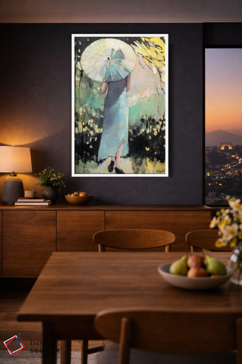 تابلو دکوراتیو چتر سفید اثر مری پرت - D3W