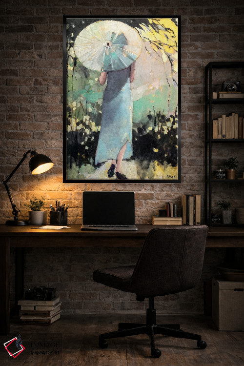 تابلو دکوراتیو چتر سفید اثر مری پرت - D5B