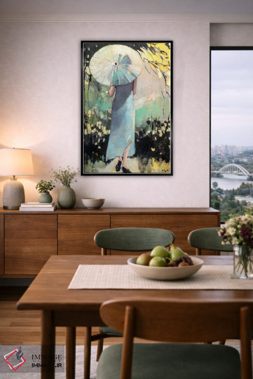 تابلو دکوراتیو چتر سفید اثر مری پرت - D6B