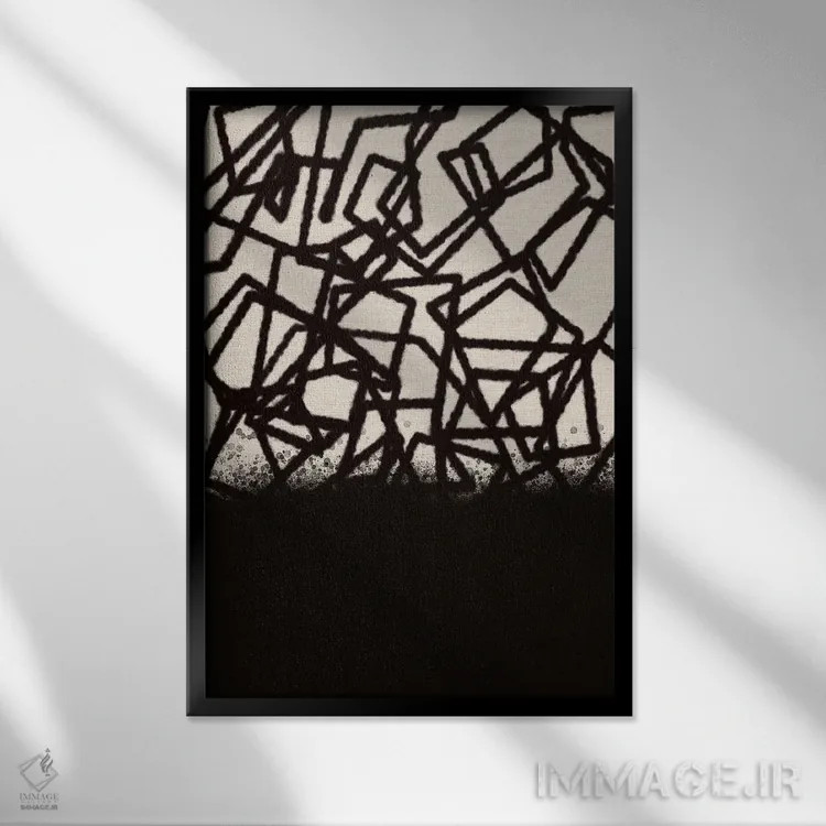 تابلو انتزاعی آبستره مدرن چهار اثر متیو پیوتروویچ - نمای قابدار مشکی