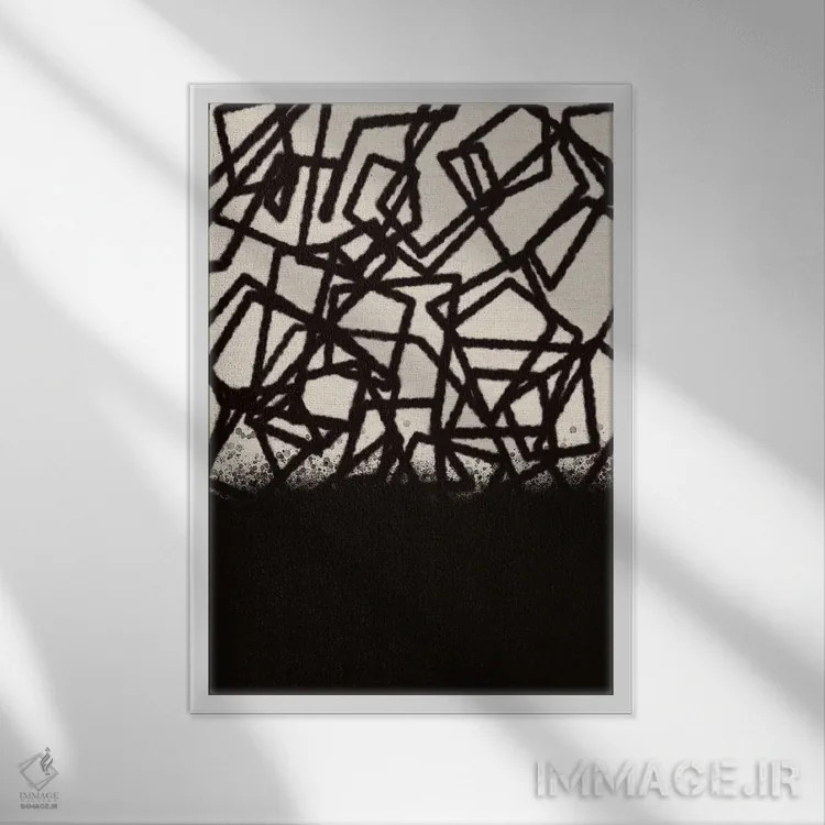 تابلو انتزاعی آبستره مدرن چهار اثر متیو پیوتروویچ - نمای قابدار سفید