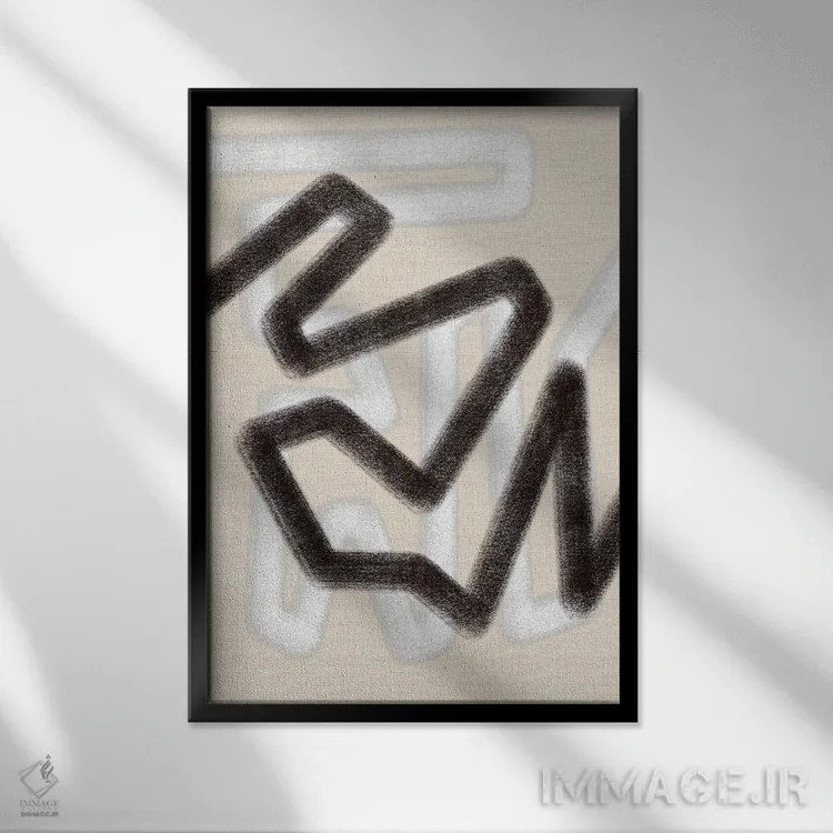 تابلو انتزاعی آبستره مدرن سه اثر متیو پیوتروویچ - نمای قابدار مشکی