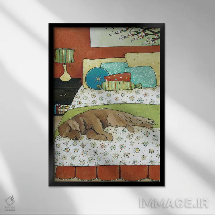 تابلو دکوراتیو چرت طلایی اثر جیمی موراث - نمای قابدار مشکی