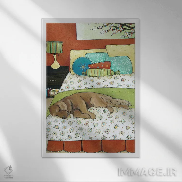 تابلو دکوراتیو چرت طلایی اثر جیمی موراث - نمای قابدار سفید