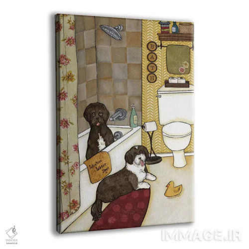 تابلو دکوراتیو شستن سگ های آبی اثر جیمی موراث - نمای پرسپکتیو محصول