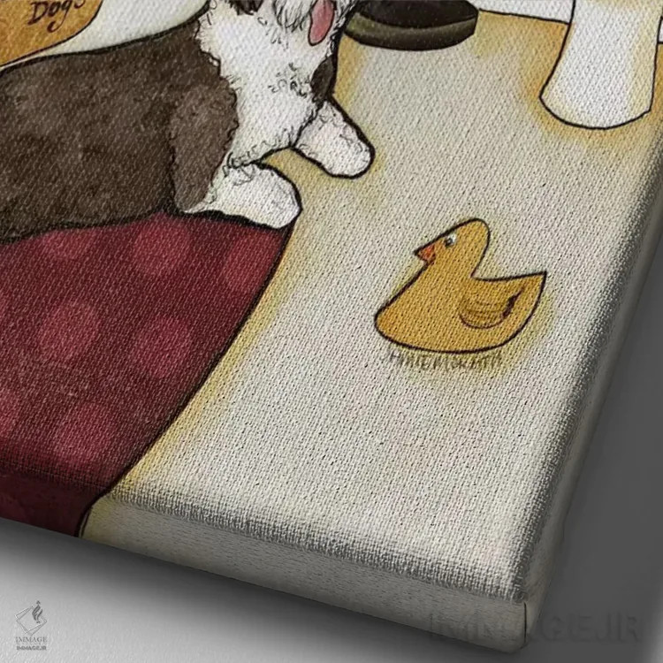 تابلو دکوراتیو شستن سگ های آبی اثر جیمی موراث - نمای نزدیک بافت بوم