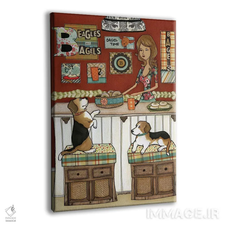 تابلو دکوراتیو بیگل ها و بیگل ها اثر جیمی موراث - نمای پرسپکتیو محصول