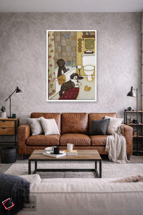 تابلو دکوراتیو شستن سگ های آبی اثر جیمی موراث - D1W