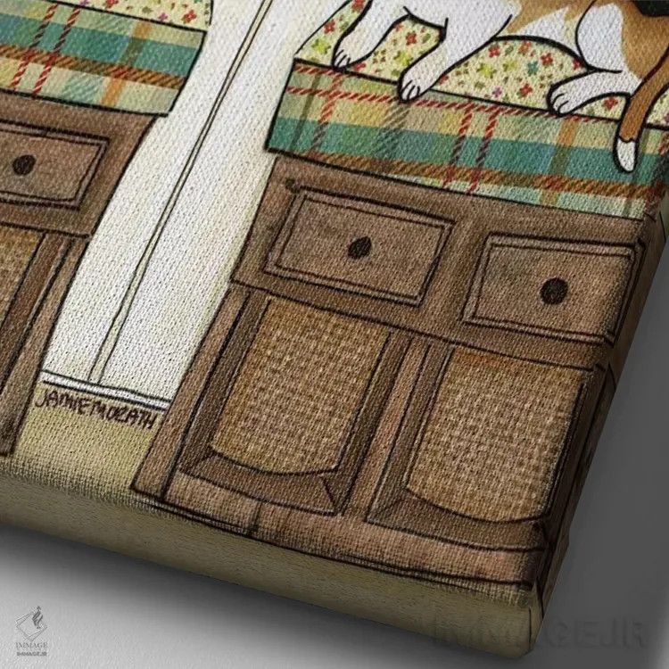 تابلو دکوراتیو بیگل ها و بیگل ها اثر جیمی موراث - نمای نزدیک بافت بوم