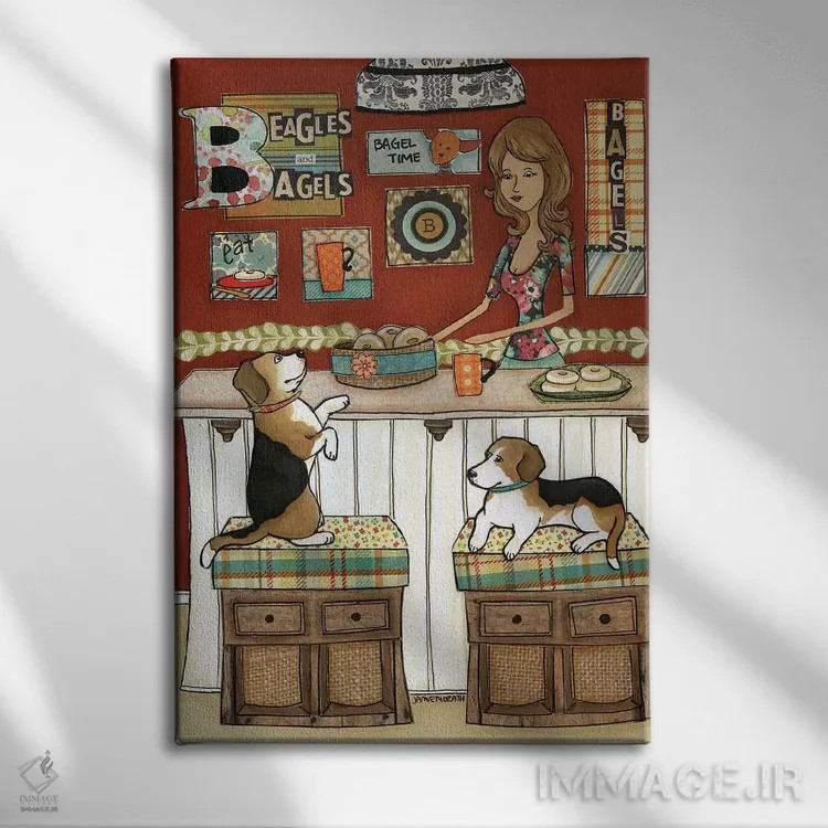 تابلو دکوراتیو بیگل ها و بیگل ها اثر جیمی موراث - نمای روبهرو روی دیوار