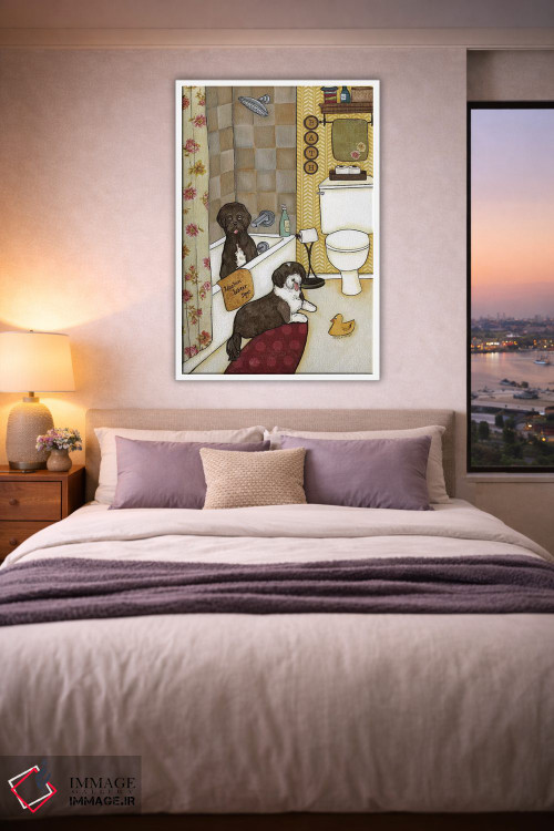 تابلو دکوراتیو شستن سگ های آبی اثر جیمی موراث - D4W