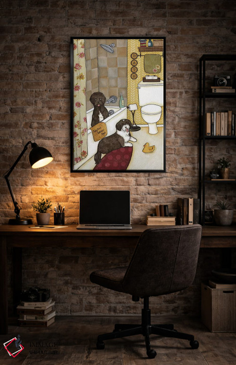 تابلو دکوراتیو شستن سگ های آبی اثر جیمی موراث - D5B